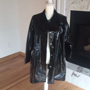 Black patten Leather rain coat